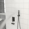 Shower System With Waterfall Tub Spout,12 Inch Wall Mounted Square Shower System With Rough In Valve, Oil Rubber Bronze Oil Rubbed Bronze Stainless Steel