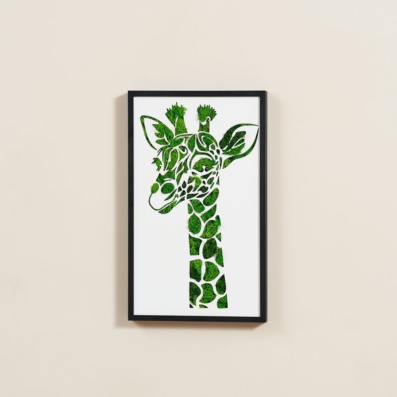Giraffe Metal Art Moss Wall Decor green-iron
