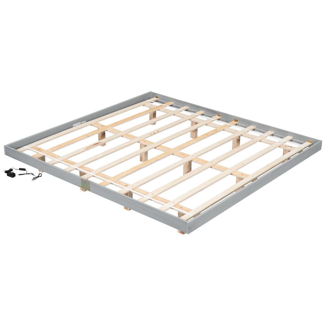 King Size Floating Bed With Led Lights Underneath,Modern King Size Low Profile Platform Bed With Led Lights,Grey King Grey Wood Bedroom American Design Pine Bed Frame Pine
