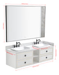 72*23*21In Wall Hung Doulble Sink Bath Vanity Cabinet Only In Bathroom Vanities Without Tops White Abs Steel Q235 Wood Pvc