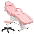 Massage Salon Tattoo Chair With Two Trays Esthetician Bed With Hydraulic Stool,Multi Purpose 3 Section Facial Bed Table, Adjustable Beauty Barber Spa Beauty Equipment, Pink Pink Pu