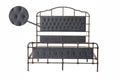 Queen Size High Boad Metal Bed With Soft Head And Tail, No Spring, Easy To Assemble, No Noise Box Spring Not Required Queen Dark Gray Metal Bedroom Bed Frame Foam Velvet Metal