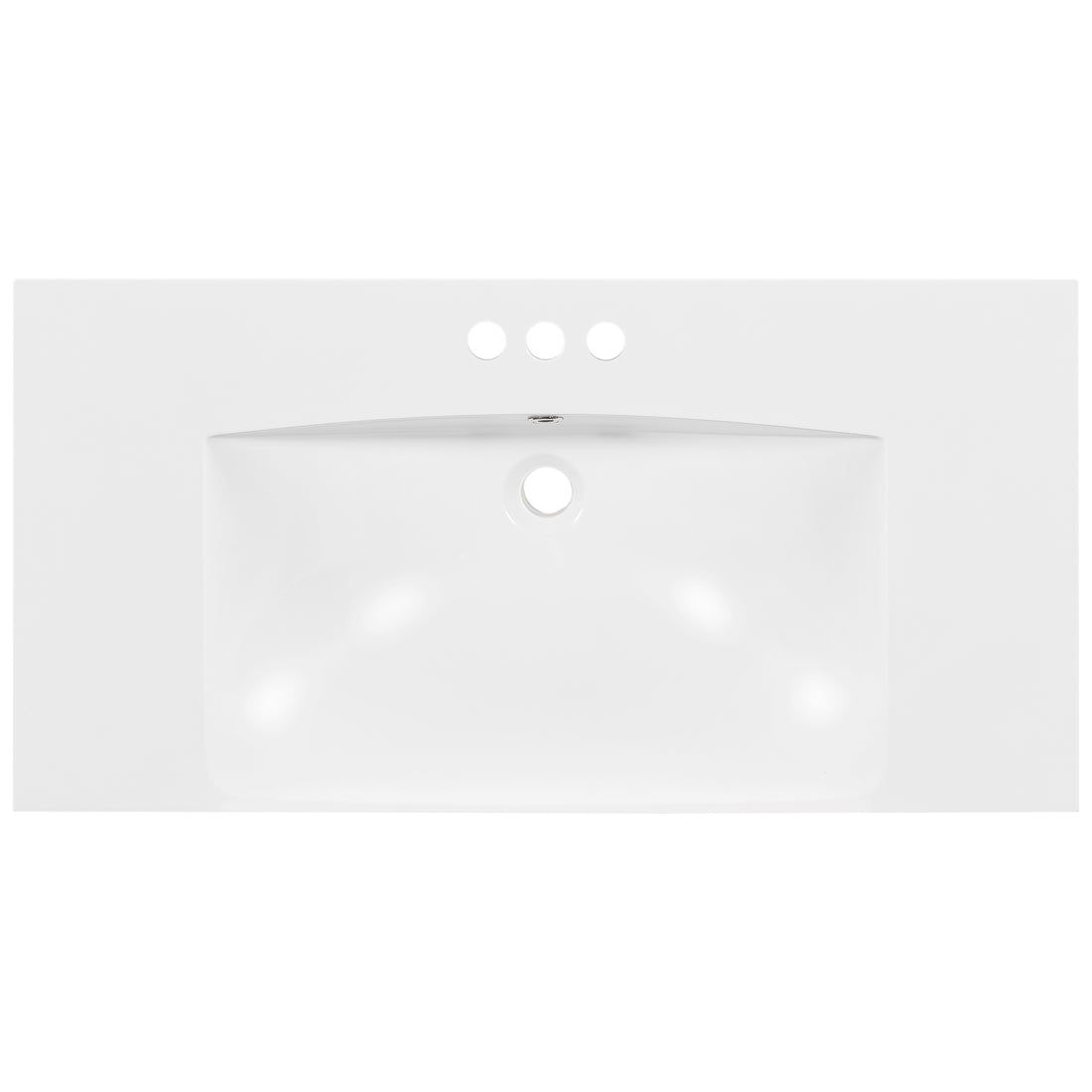 36" Single Bathroom Basin Sink, Vanity Top Only, 3 Faucet Holes, Resin Old Sku: Wf310598Aak White Bathroom Resin