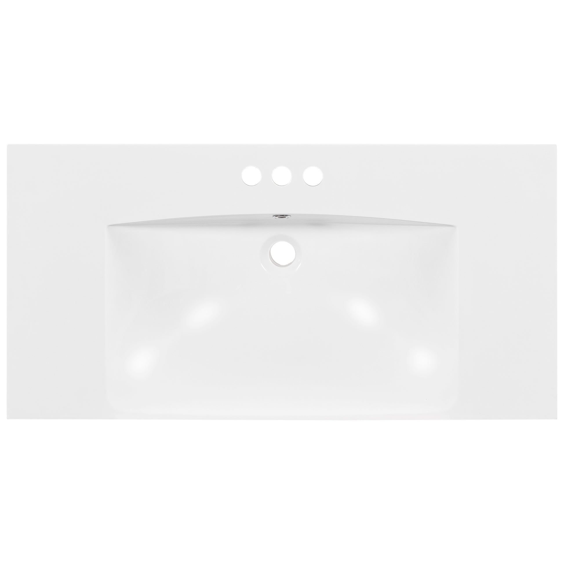 36" Single Bathroom Basin Sink, Vanity Top Only, 3 Faucet Holes, Resin Old Sku: Wf310598Aak White Bathroom Resin