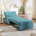 4 In 1 Sofa Bed, Chair Bed, Multi Function Folding Ottoman Bed With Storage Pocket And Usb Port For Small Room Apartment,Living Room,Bedroom,Hallway, Teal Teal Primary Living Space Linen