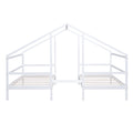 Double Twin Size Triangular House Beds With Built In Table,White Old Sku:Wf286895Aak Box Spring Not Required Twin White Wood Bedroom Bed Frame Pine