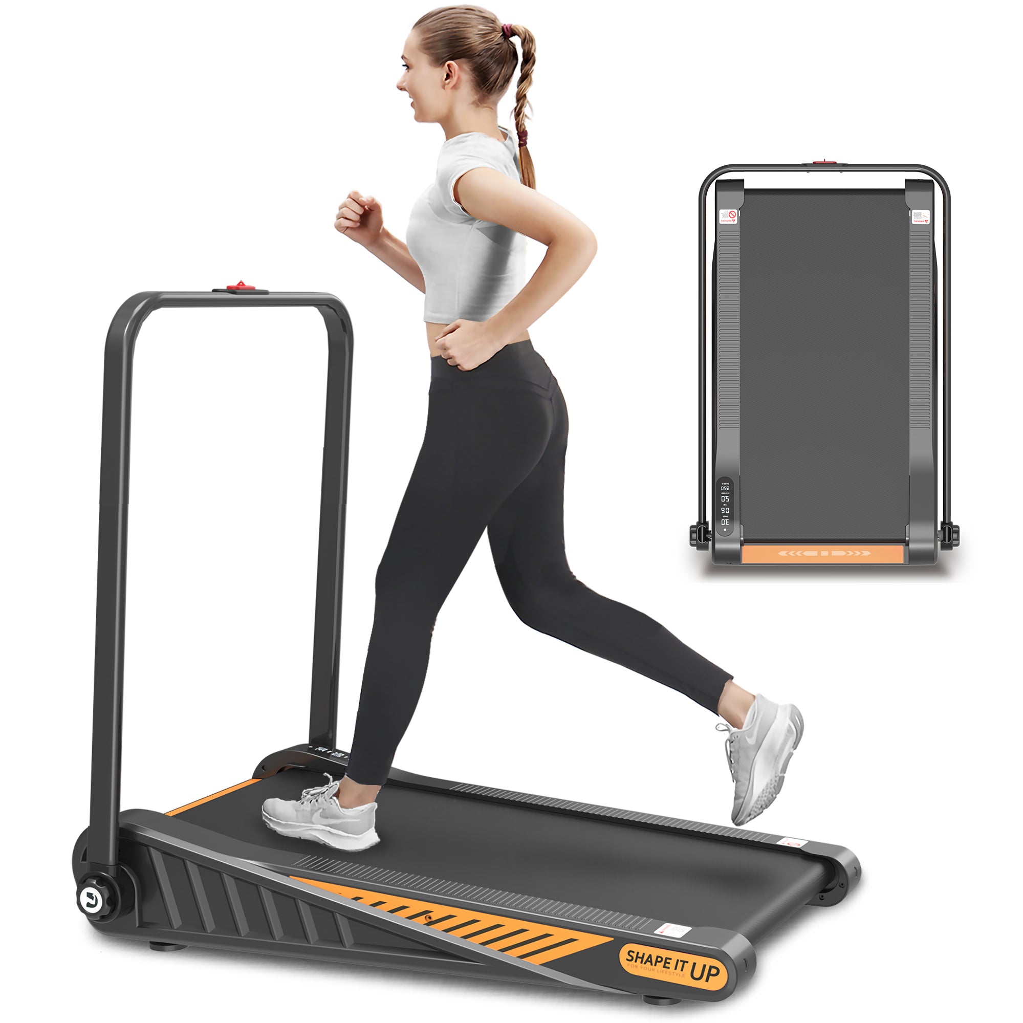 Under Desk Walking Pad, Treadmill 8% Incline 2.5HP black-steel
