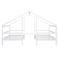 Double Twin Size Triangular House Beds With Built In Table,White Old Sku:Wf286895Aak Box Spring Not Required Twin White Wood Bedroom Bed Frame Pine
