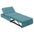 4 In 1 Sofa Bed, Chair Bed, Multi Function Folding Ottoman Bed With Storage Pocket And Usb Port For Small Room Apartment,Living Room,Bedroom,Hallway, Teal Teal Primary Living Space Linen