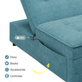 4 In 1 Sofa Bed, Chair Bed, Multi Function Folding Ottoman Bed With Storage Pocket And Usb Port For Small Room Apartment,Living Room,Bedroom,Hallway, Teal Teal Primary Living Space Linen