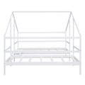 Double Twin Size Triangular House Beds With Built In Table,White Old Sku:Wf286895Aak Box Spring Not Required Twin White Wood Bedroom Bed Frame Pine
