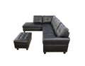 Irine Faux Leather Sectional Sofa With Ottoman Black Foam Faux Leather