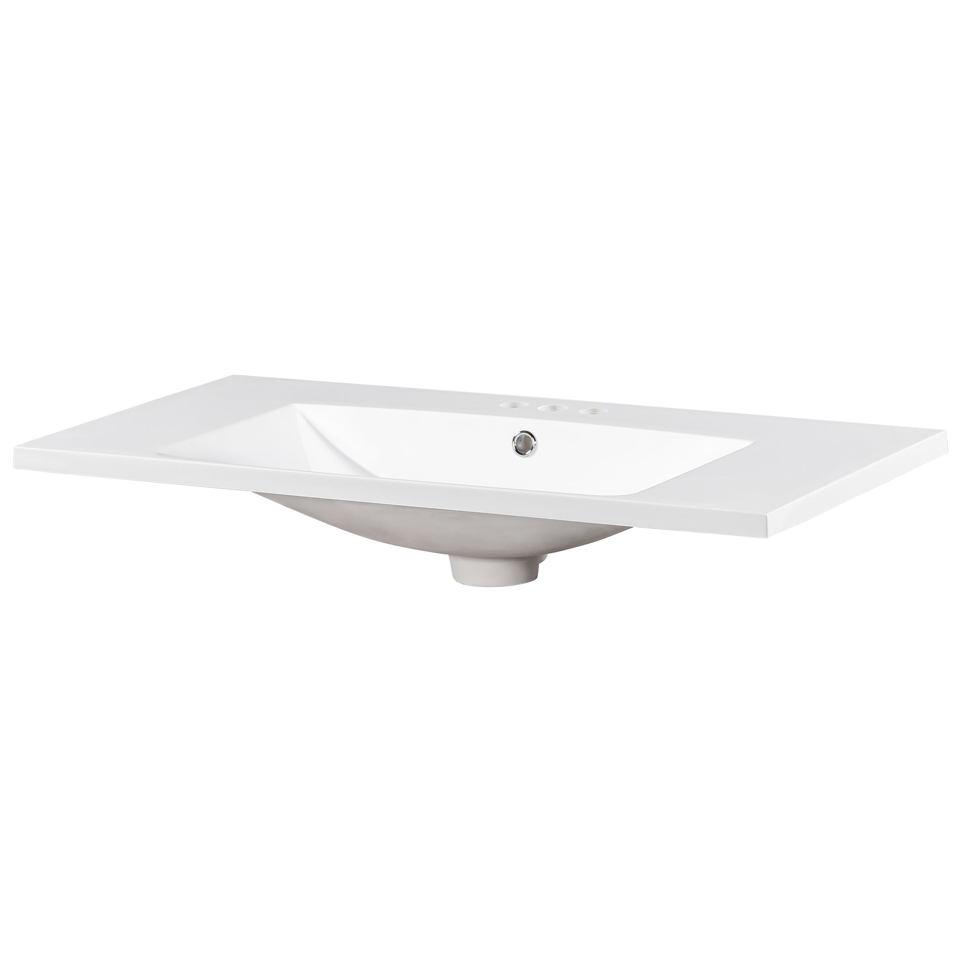 36" Single Bathroom Basin Sink, Vanity Top Only, 3 Faucet Holes, Resin Old Sku: Wf310598Aak White Bathroom Resin