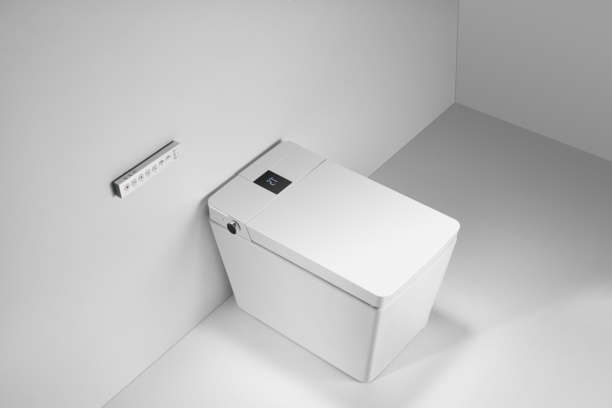 Multifunctional flat square smart toilet with white-ceramic