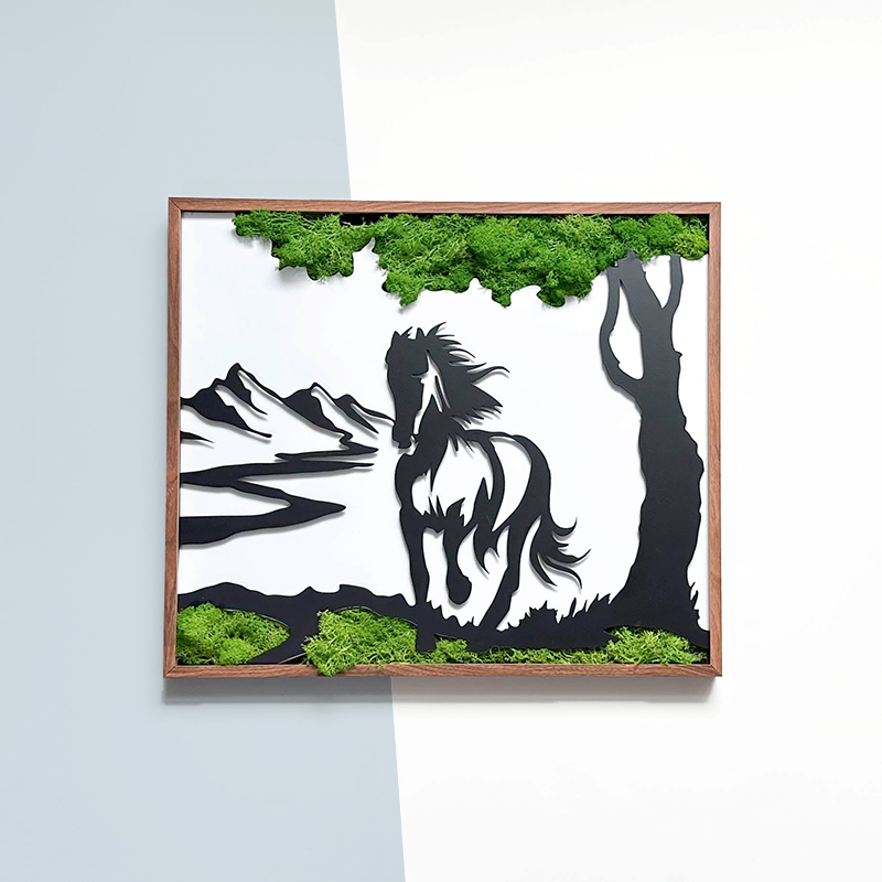 Horse Moss Metal Wall Art Green Iron