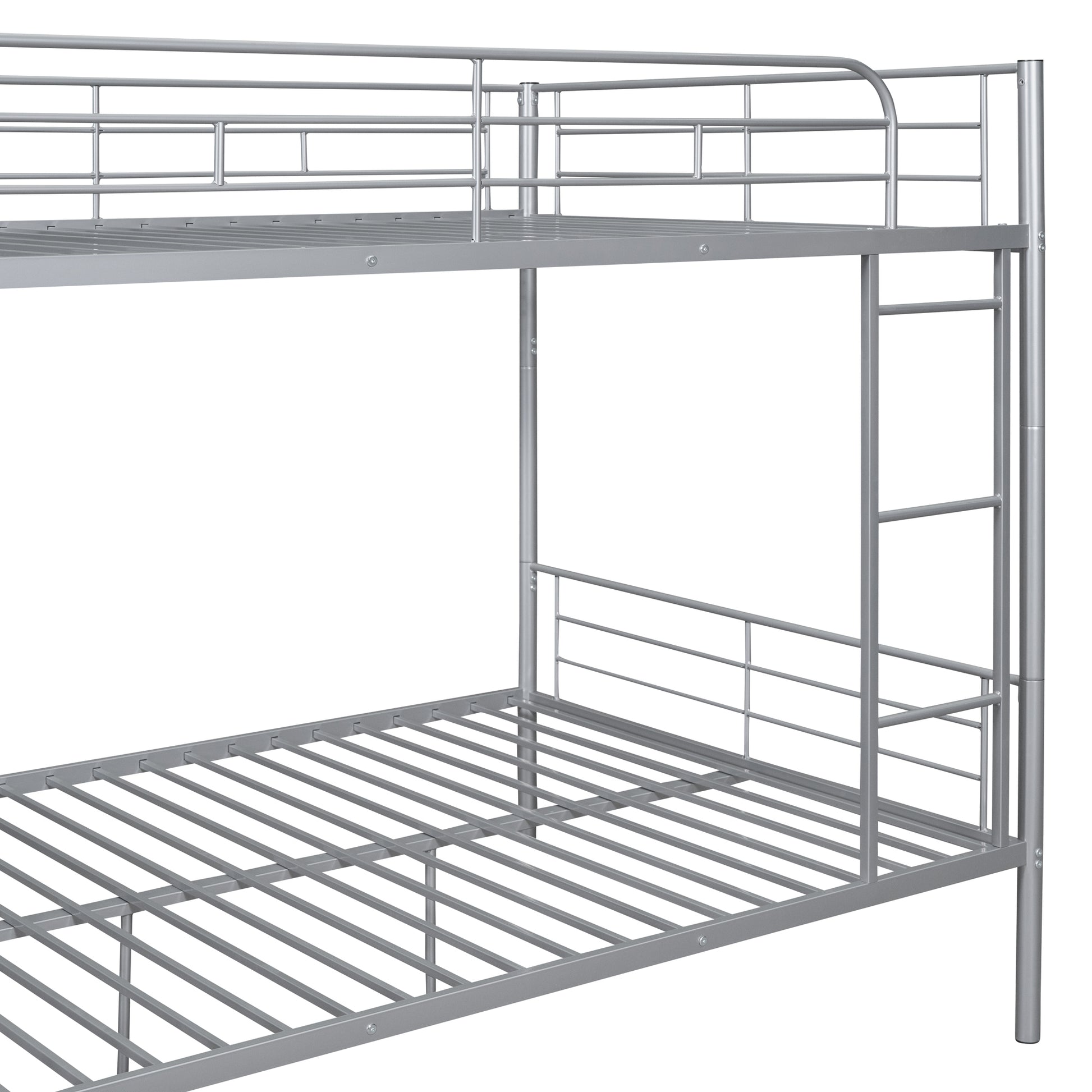 Full Over Full Metal Bunk Bed, Sliver Silver Iron