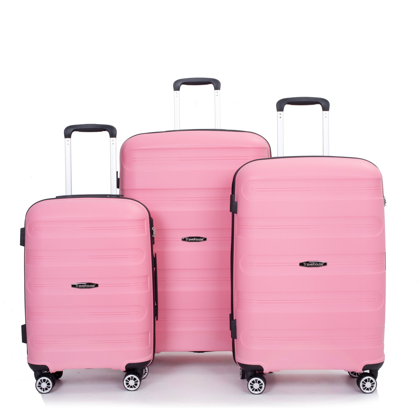 Hardshell Suitcase Spinner Wheels PP Luggage Sets pink-polypropylene