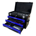3 Drawers Tool Box with Tool Set black+blue-steel