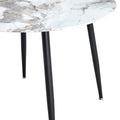 A Modern Minimalist Circular Dining Table With A Diameter Of 40 Inches, A 0.3 Inch Thick Imitation Marble Pattern Tabletop And Black Metal Legs 40 '* 40' * 30 'Dt 1164 White Glass