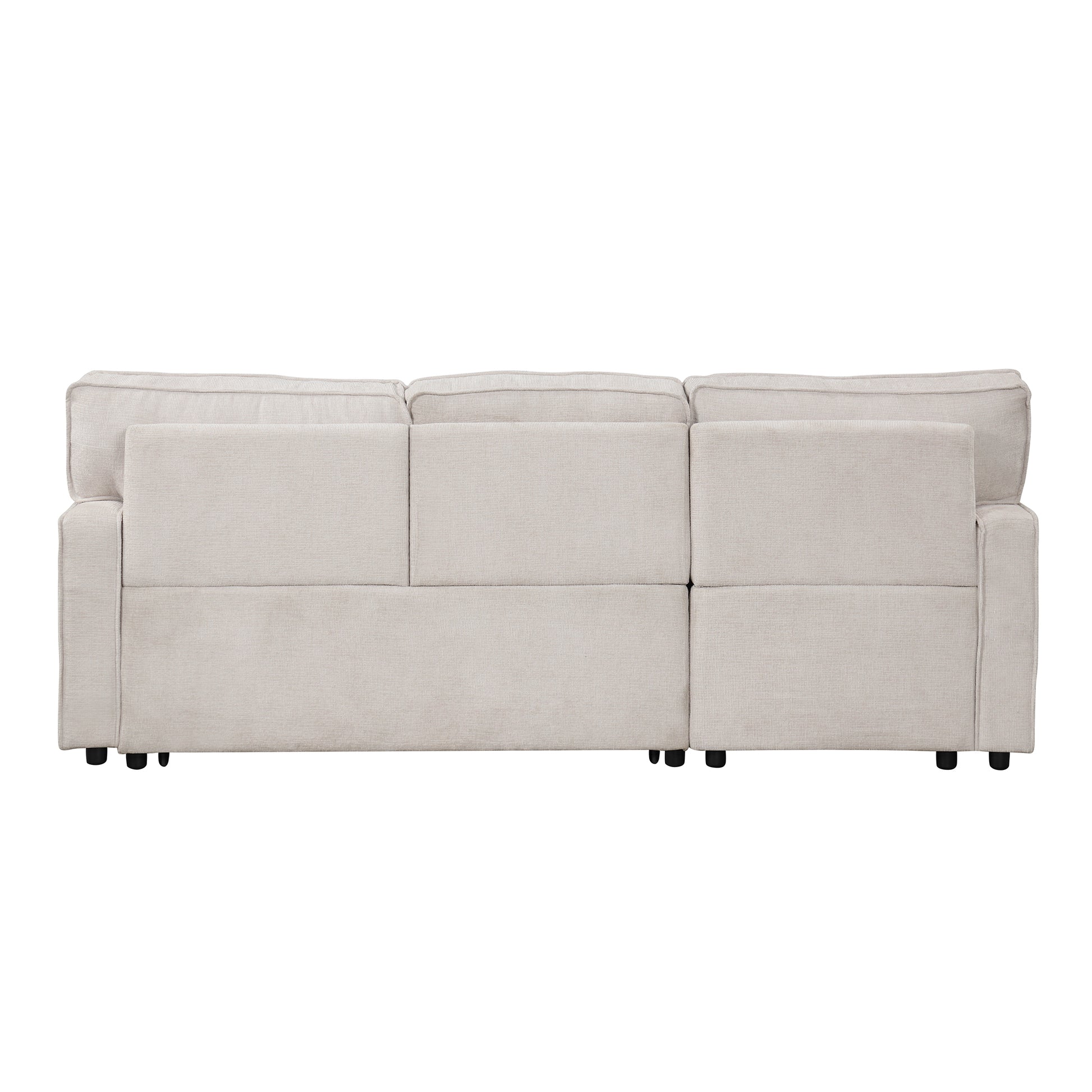 Upholstery Sleeper Sectional Sofa With Storage Space, Usb Port, 2 Cup Holders On Back Cushions Same Sku Wy000335Aaa Beige Wood Square Arms Polyester 3 Seat