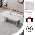 Modern Minimalist Dining Table. White Imitation Marble Glass Sticker Desktop, Stainless Steel Legs, Stable And Beautiful. Suitable For Living Room And Dining Room 63