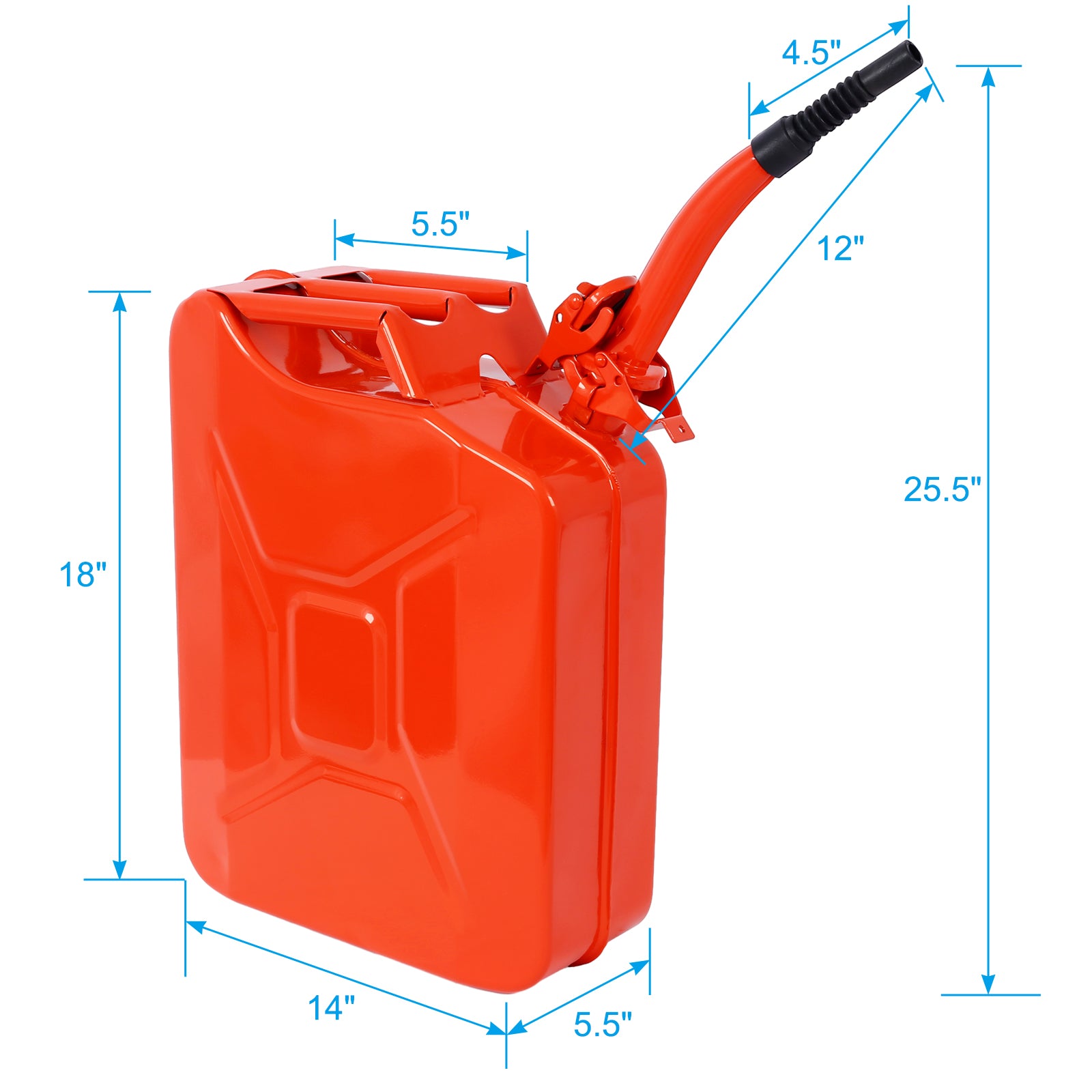 20 Liter 5 Gallon Jerry Fuel Can With Flexible Spout, Portable Jerry Cans Fuel Tank Steel Fuel Can, Fuels Gasoline Cars, Trucks, Equipment,Red 4Pcs Set Red Steel