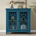 Storage Cabinet, Buffet Sideboard, Teal Blue Teal Blue Primary Living Space Adjustable Shelves Mdf Glass