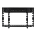 52''Modern And Contemporary Curved Console Table Sofa Table Entryway Table For Hallway Living Room With 4 Drawers And 1 Shelf Black Mdf