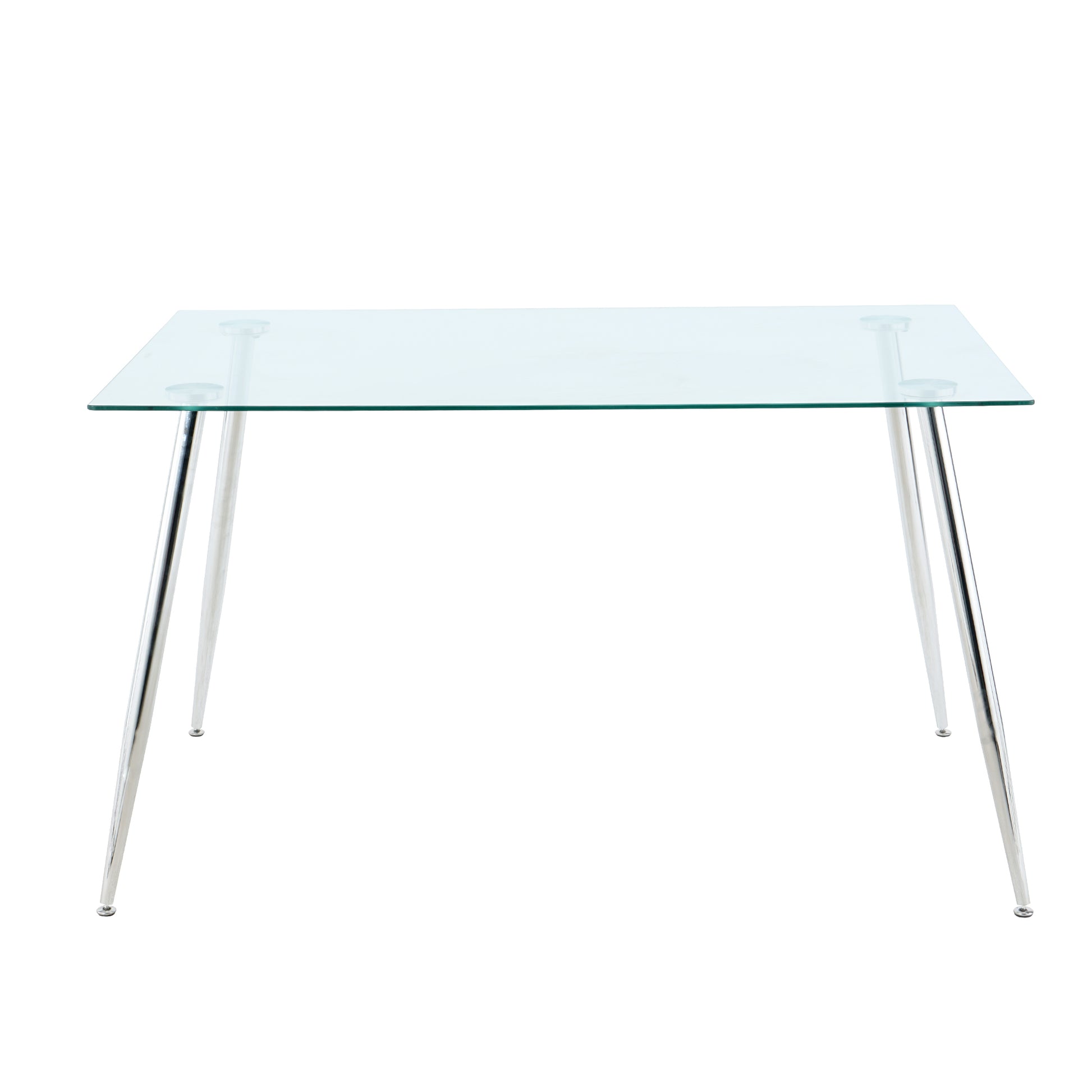 Modern Kitchen Glass dining table 51" Rectangular chrome-rectangular-glass
