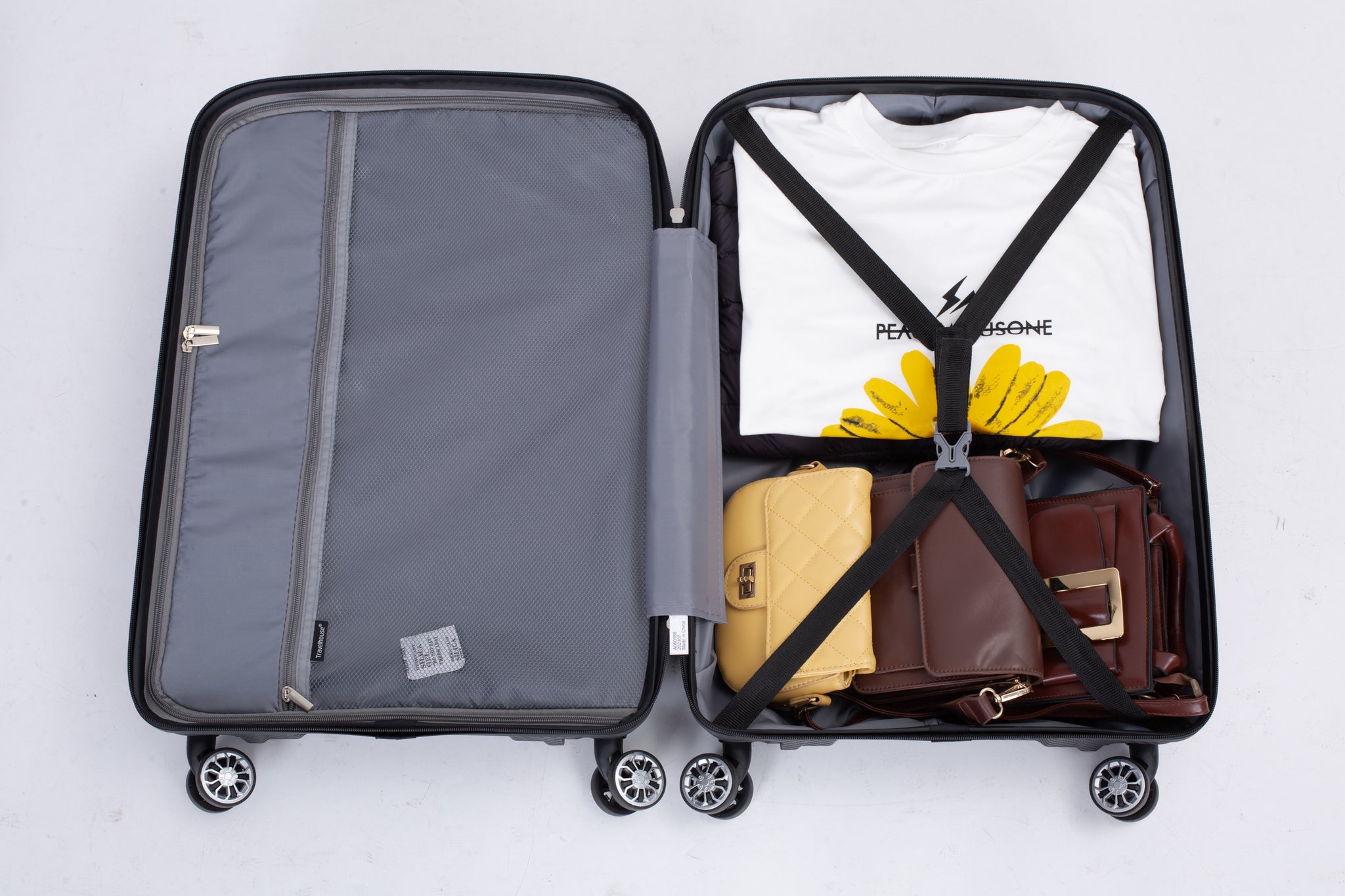 Hardshell Suitcase Spinner Wheels PP Luggage Sets black-polypropylene