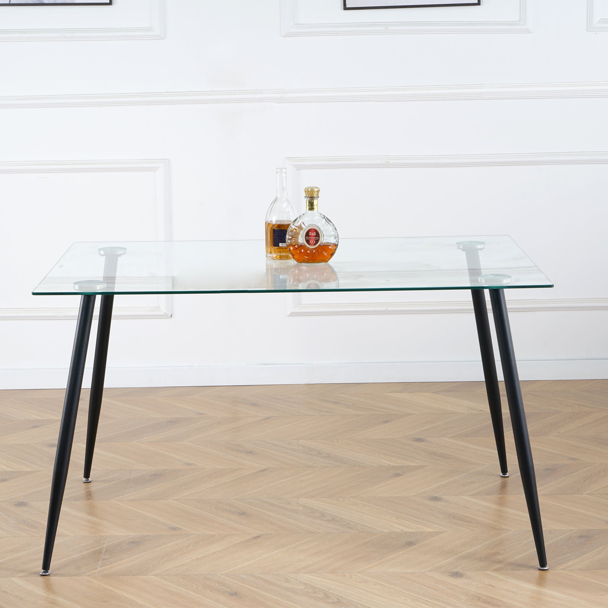 Modern Kitchen Glass dining table 51" Rectangular black-rectangular-glass