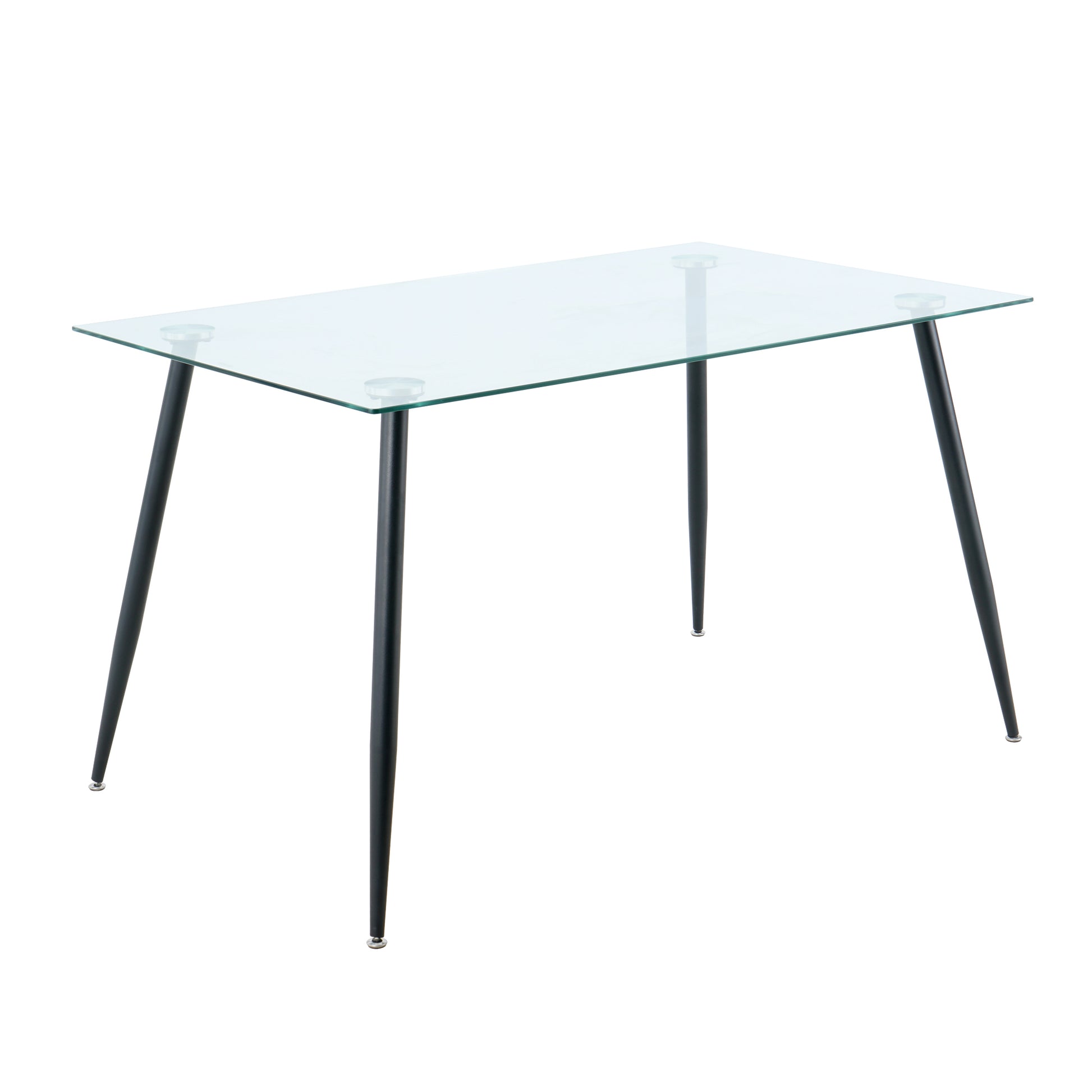 Modern Kitchen Glass dining table 51" Rectangular black-rectangular-glass