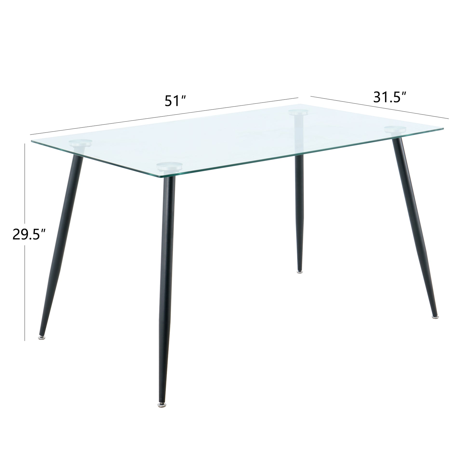 Modern Kitchen Glass dining table 51" Rectangular black-rectangular-glass