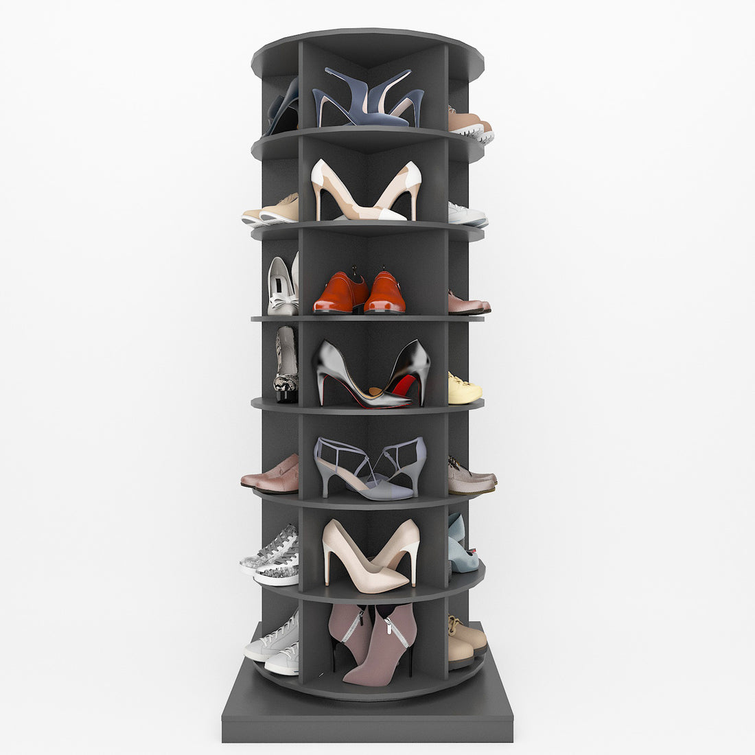 360 Gray Rotating Shoe Cabinet With 7 Layers Can