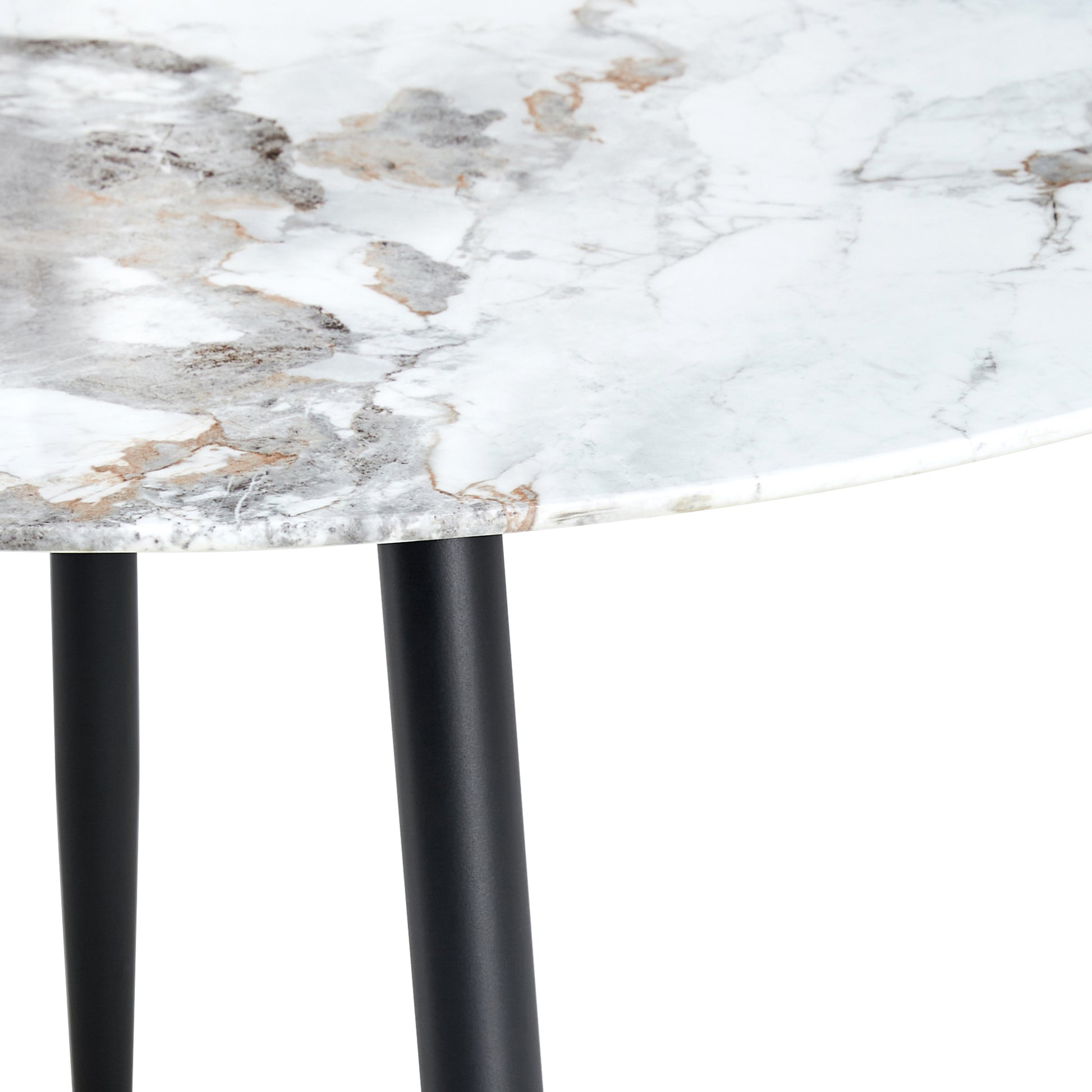 A Modern Minimalist Circular Dining Table With A Diameter Of 40 Inches, A 0.3 Inch Thick Imitation Marble Pattern Tabletop And Black Metal Legs 40 '* 40' * 30 'Dt 1164 White Glass