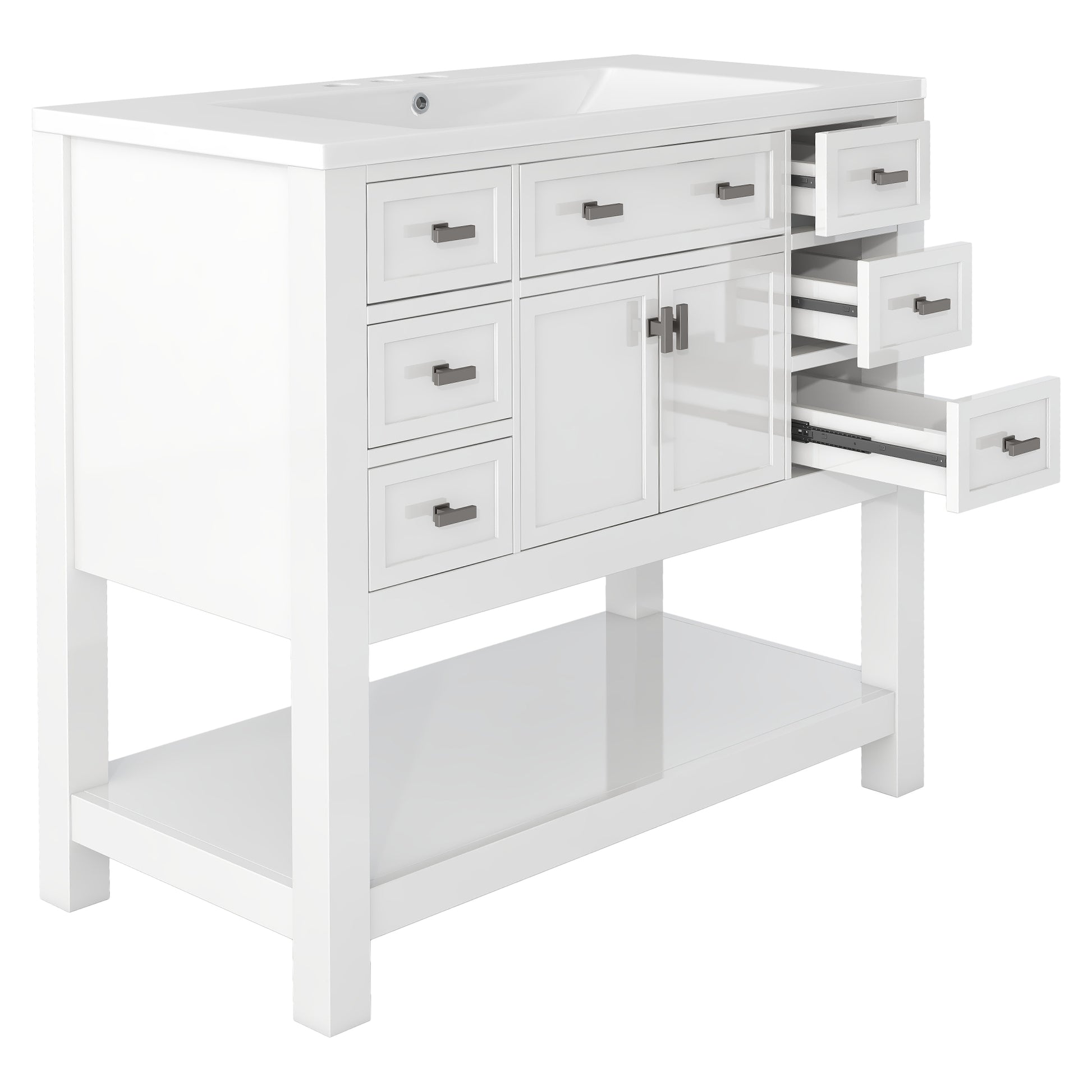 36'' Bathroom Vanity with Top Sink, Modern Bathroom 4+-white-2-1-soft close