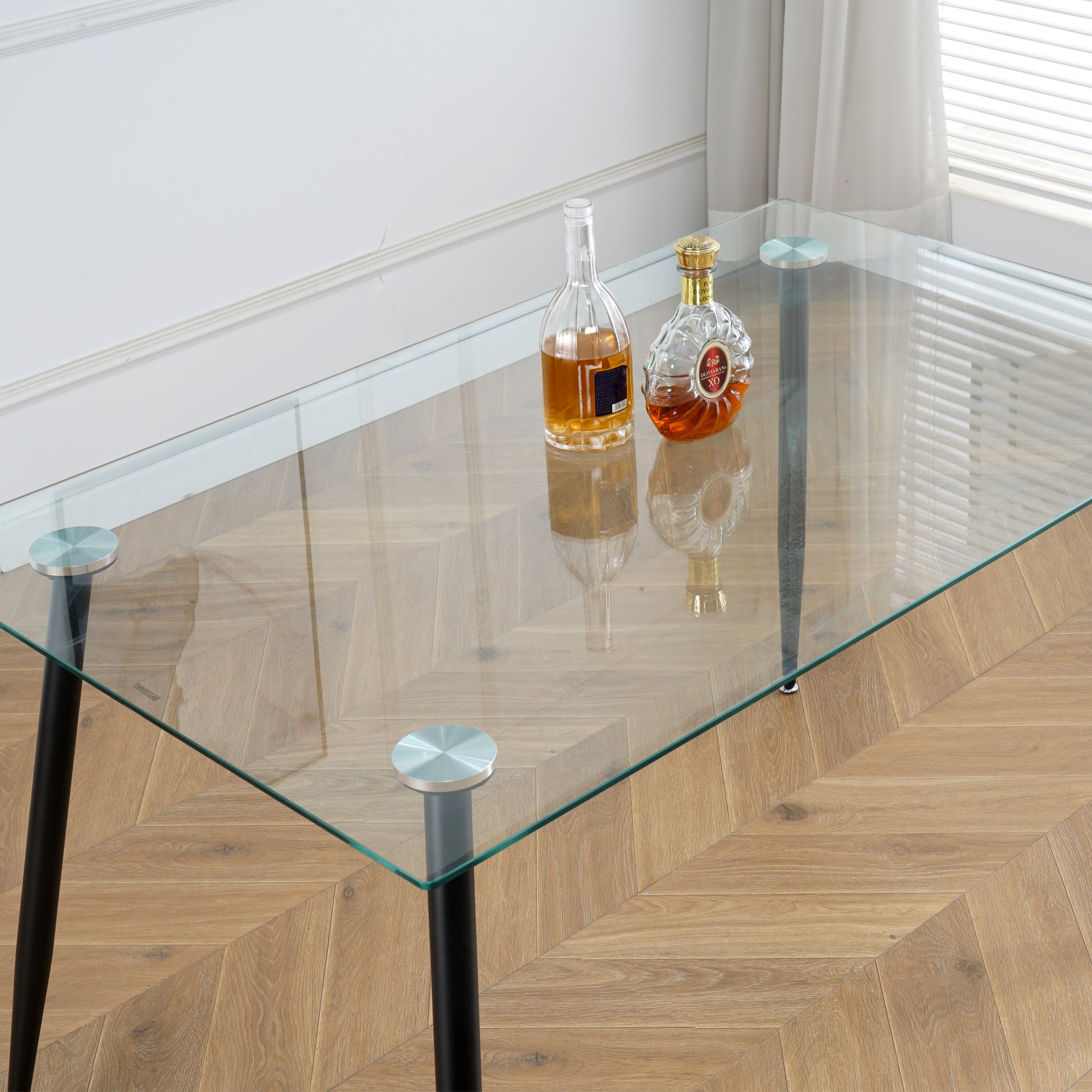 Modern Kitchen Glass dining table 51" Rectangular black-rectangular-glass