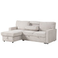 Upholstery Sleeper Sectional Sofa With Storage Space, Usb Port, 2 Cup Holders On Back Cushions Same Sku Wy000335Aaa Beige Wood Square Arms Polyester 3 Seat