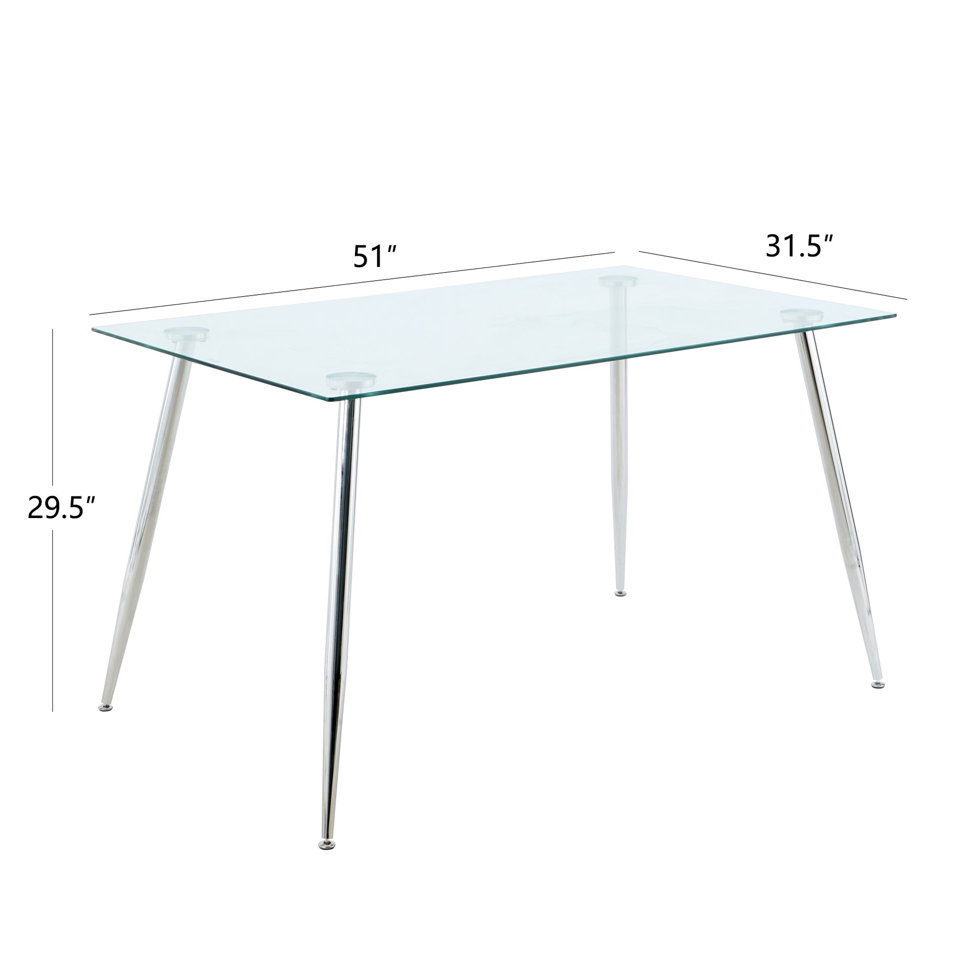 Modern Kitchen Glass dining table 51" Rectangular chrome-rectangular-glass