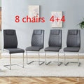 Modern Dining Chairs With Faux Leather Padded Seat Dining Living Room Chairs Upholstered Chair With Metal Legs Design For Kitchen, Living, Bedroom, Dining Room Side Chairs Set Of 8 Grey Pu C 001 Grey Foam Pu