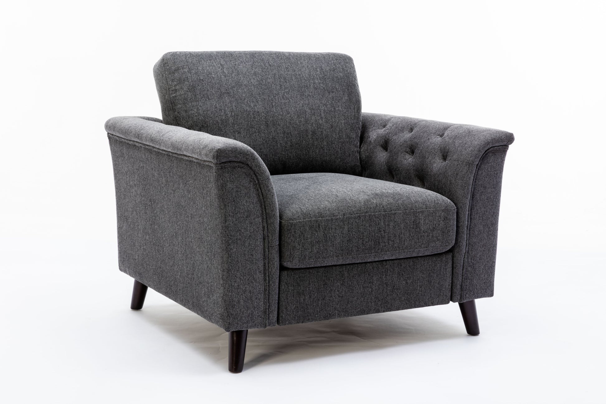 Stanton 36.5" Dark Gray Linen Chair With Tufted Arms Dark Gray Linen