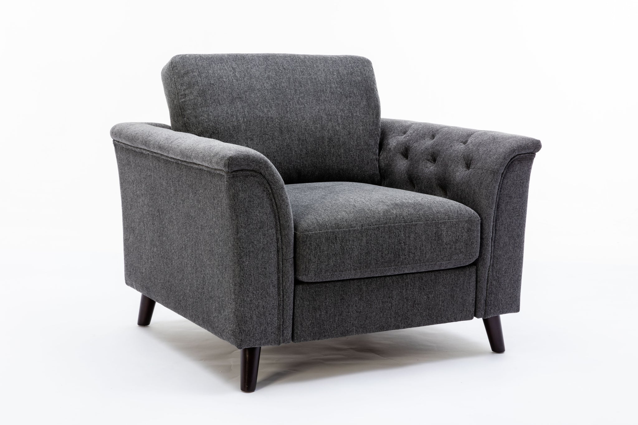 Stanton 36.5" Dark Gray Linen Chair with Tufted