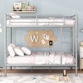 Full Over Full Metal Bunk Bed, Sliver Silver Iron