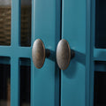 Storage Cabinet, Buffet Sideboard, Teal Blue Teal Blue Primary Living Space Adjustable Shelves Mdf Glass