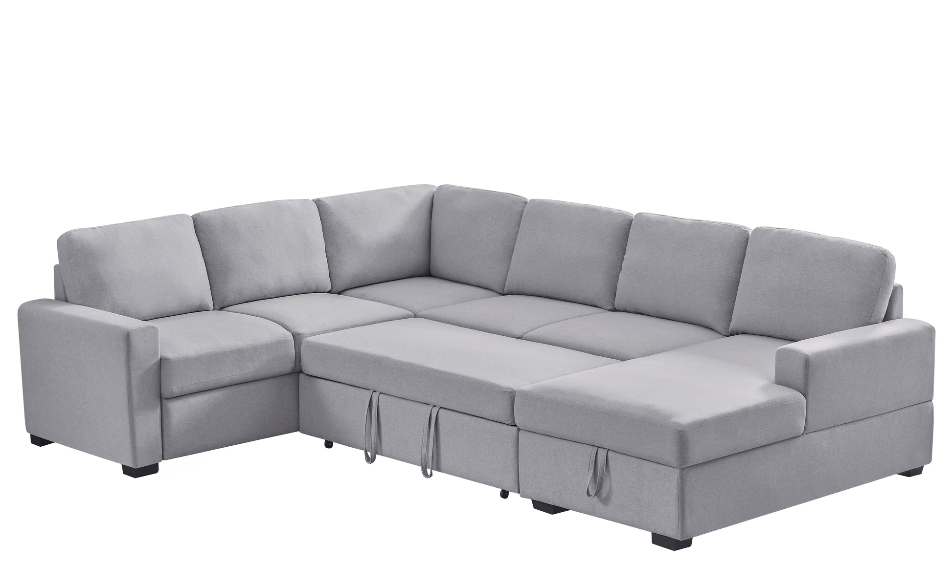 Ketterman 4 Piece Upholstered Sectional Light Gray Foam Linen