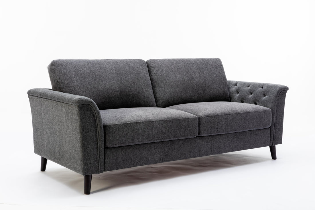 Stanton 80" Dark Gray Linen Sofa With Tufted Arms Dark Gray Linen