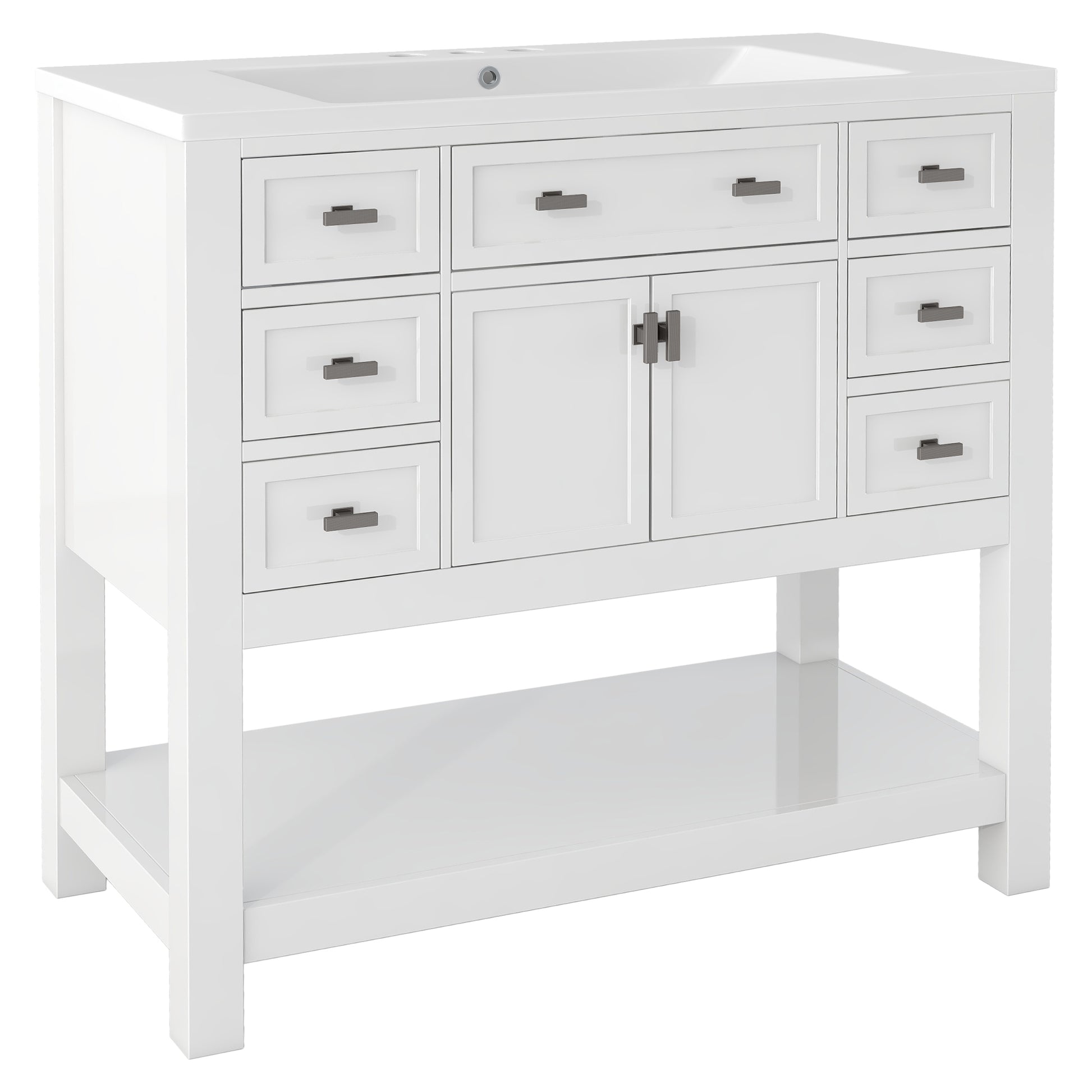 36'' Bathroom Vanity with Top Sink, Modern Bathroom 4+-white-2-1-soft close