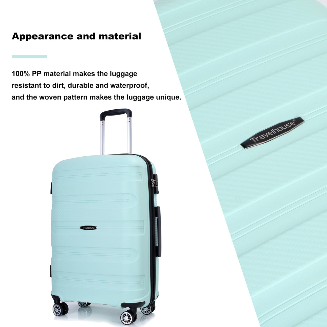 Hardshell Suitcase Spinner Wheels Pp Luggage Sets Lightweight Durable Suitcase With Tsa Lock,3 Piece Set 20 24 28 ,Light Green Light Green Polypropylene