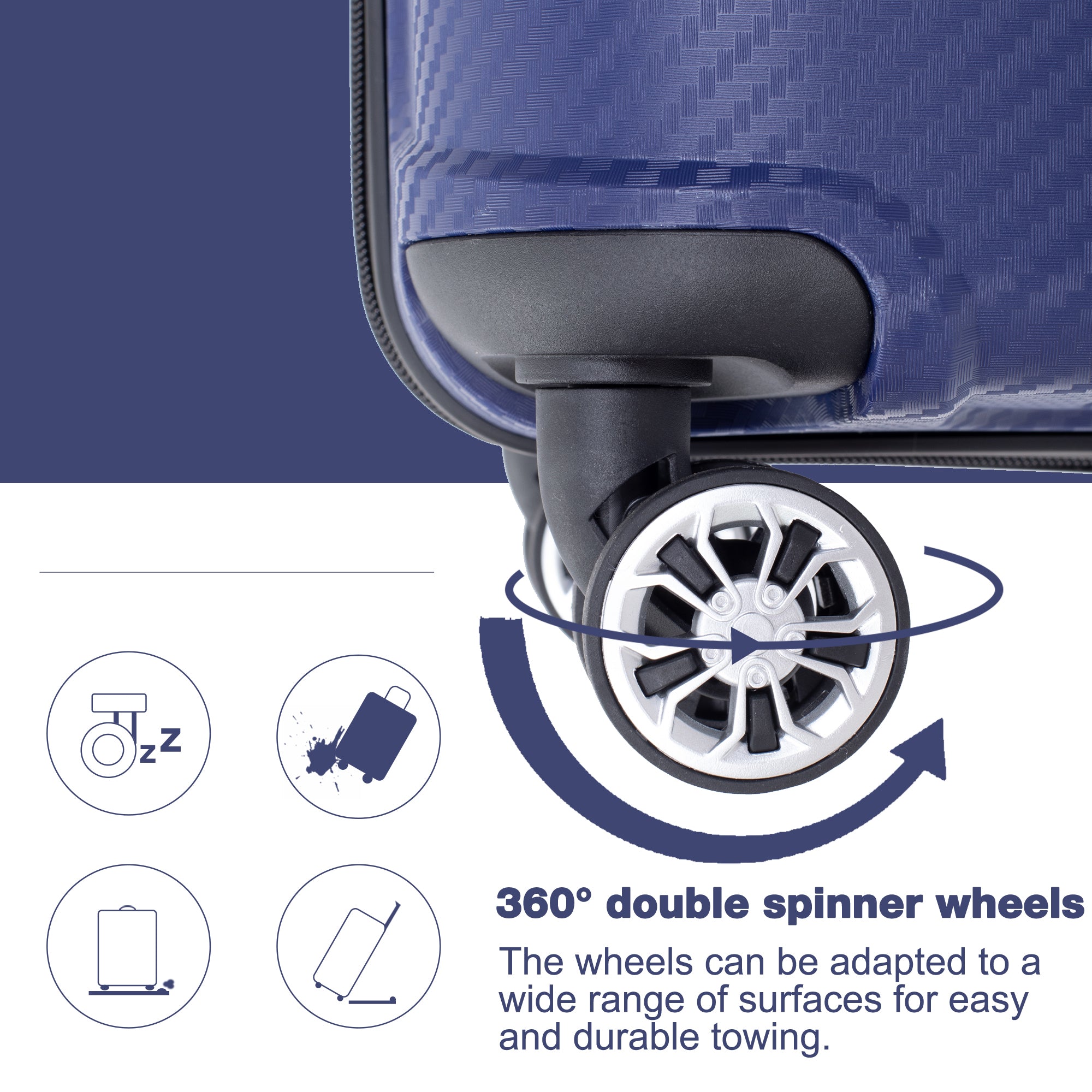 Hardshell Suitcase Spinner Wheels PP Luggage Sets navy-polypropylene