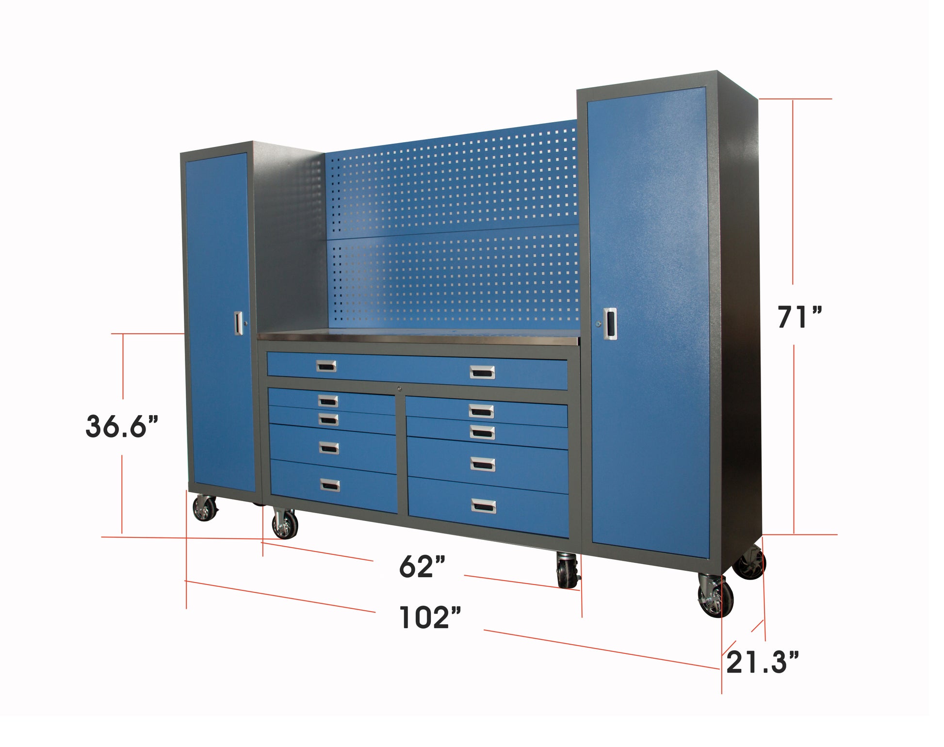 8.5' Ready To Assemble Workbench With Wheels -